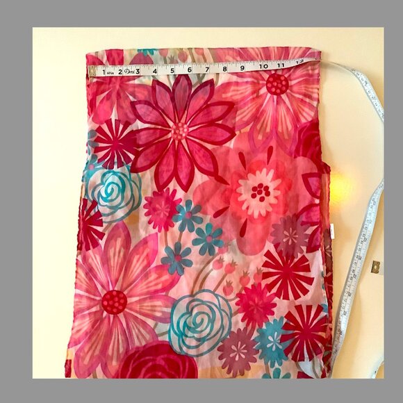 Greenbriar Intl. - Pink floral rectangular scarf, 64 inches x 13 inches - Picture 8 of 8